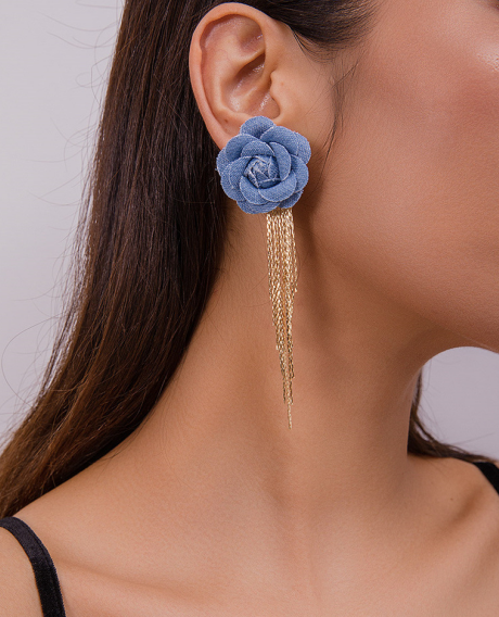 Aretes flor con cadena LE-69