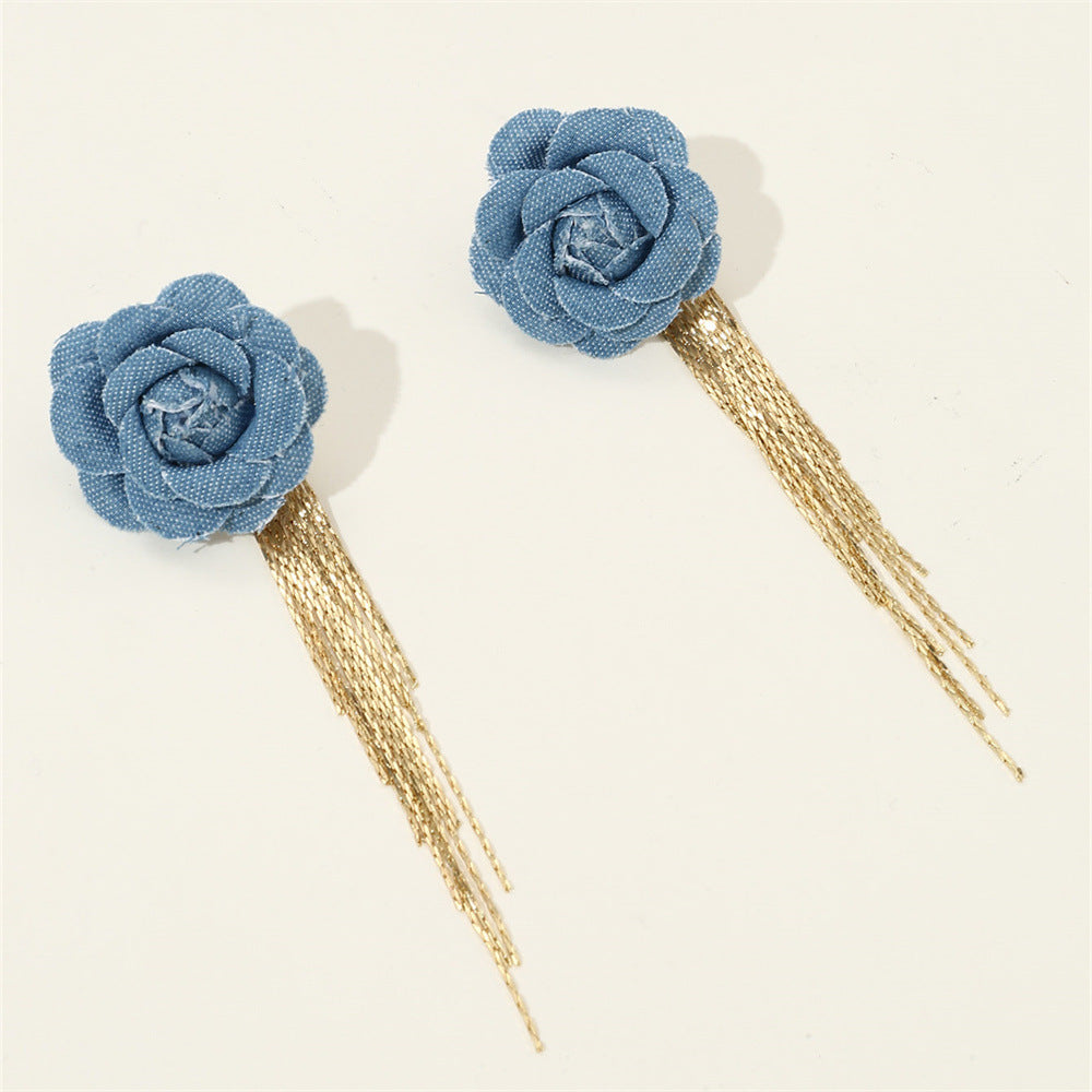 Aretes flor con cadena LE-69