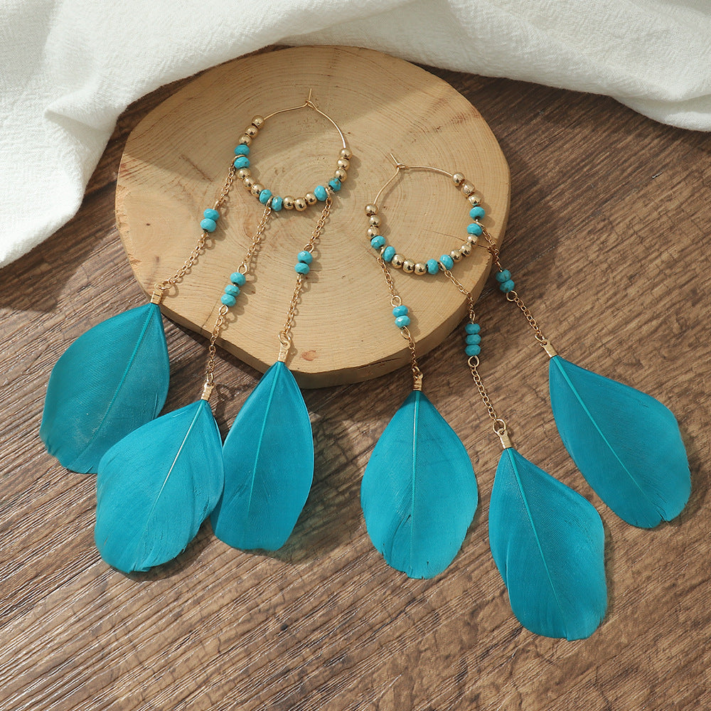 Aretes Pluma Azul LE-88