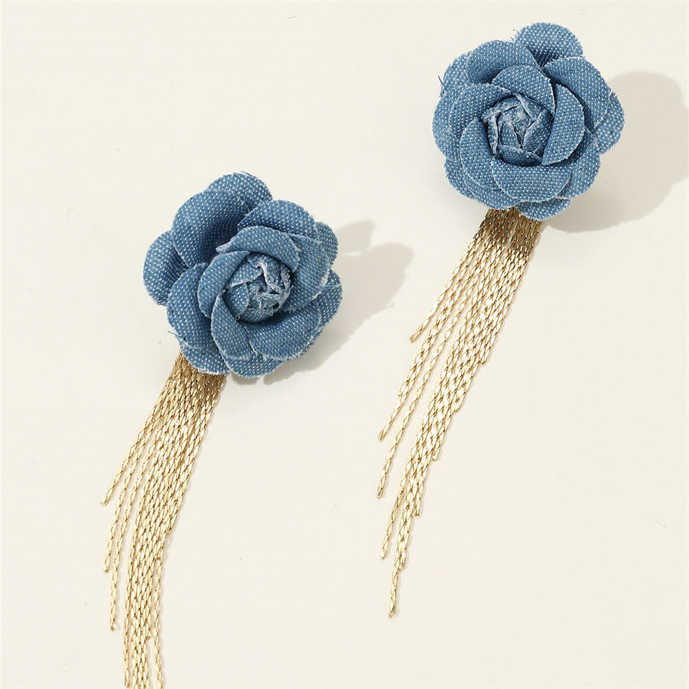 Aretes flor con cadena LE-69